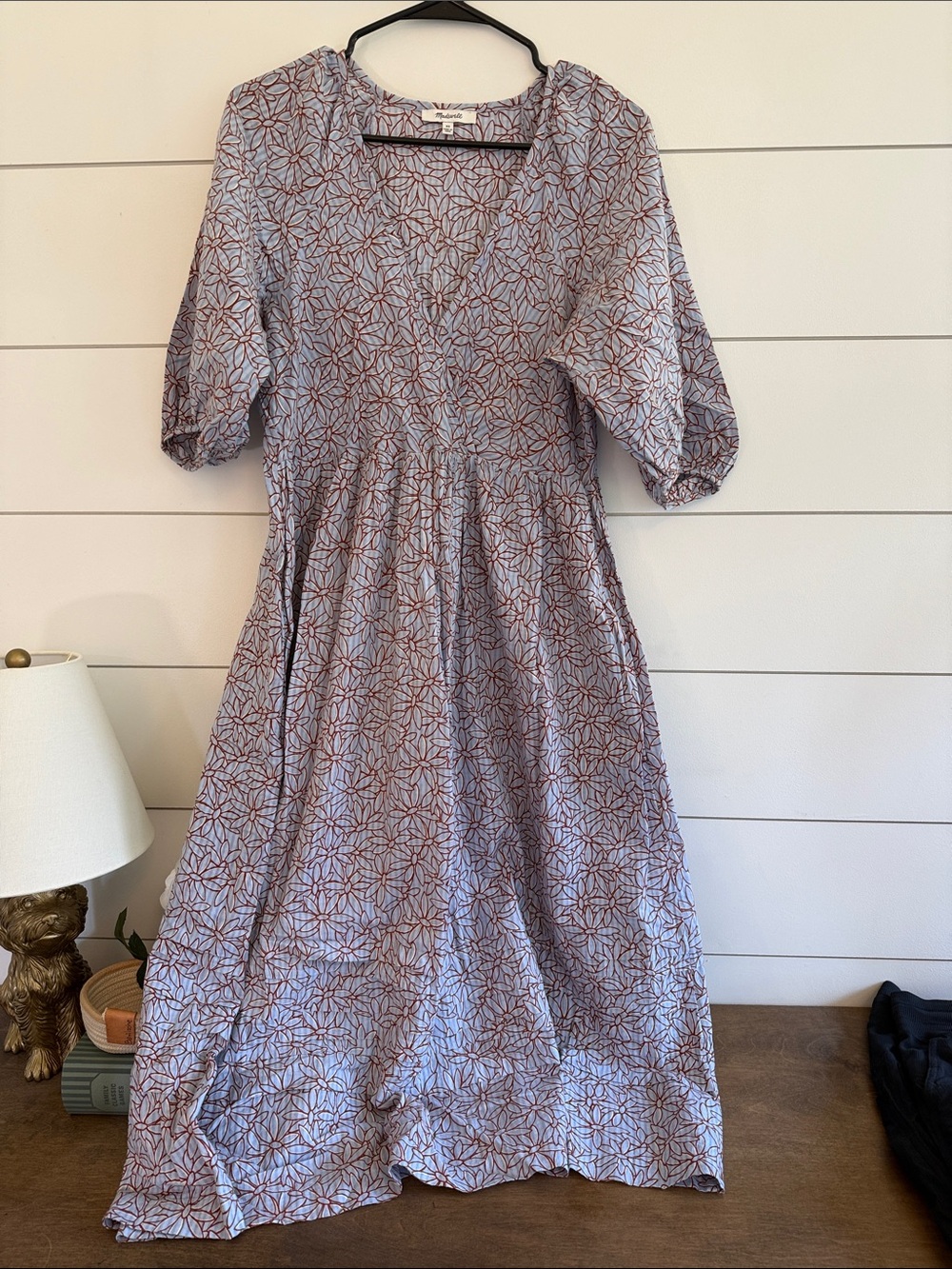 Madewell  light blue Dress with Rust Floral Print